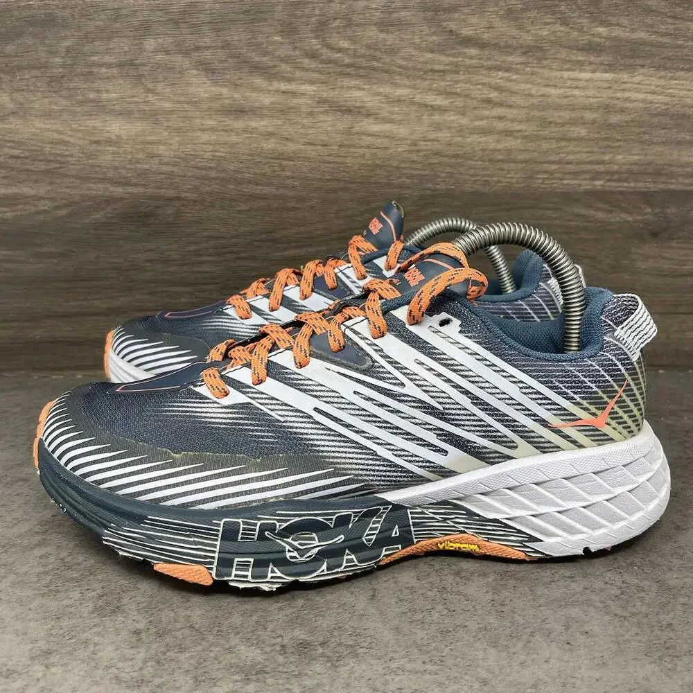 HOKA Speedgoat 4 Running Shoes Womens Size 7.5 Blue Orange Sneakers One One